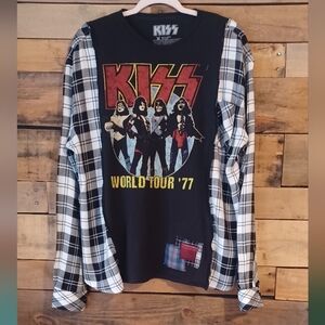 Upcycled Graphic KISS T-shirt Top